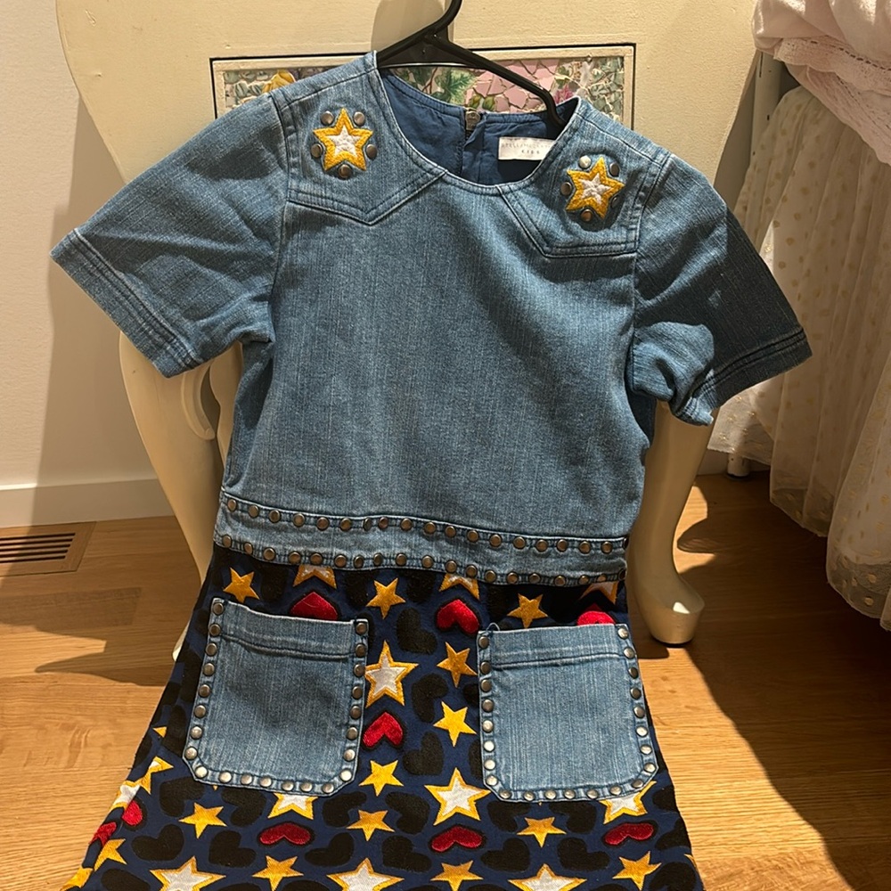 Excellent Condition Stella Mcartney denim and embroidered dress